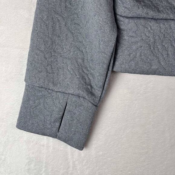 JUICY COUTURE Quilted Texture Sporty Gray High Collar Drawstring Pullover Cozy M - Picture 6 of 12